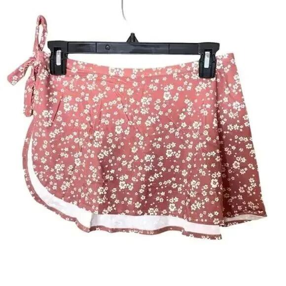 NWT Andie Ditsy Floral Rose Sarong Swim Cover Up Side Tie Bottom S Pink #3416 - Picture 15 of 15